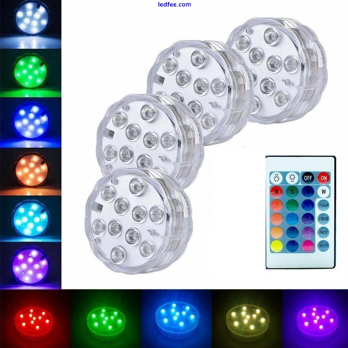 RGB Remote Controlled Submersible 10LED Light Color Changing Battery Operated UK 0 