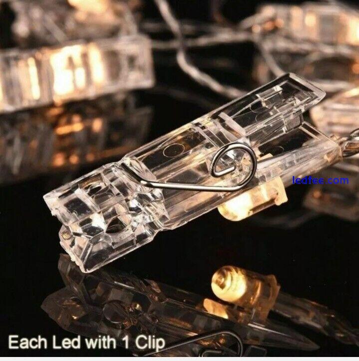 20 LED Battery Photo Clip Light Peg Fairy String Lights Wedding Picture from UK 3 