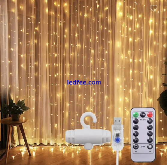 300 LED Curtain Fairy Lights String Indoor/Outdoor Wedding Party Wall Decor 0 