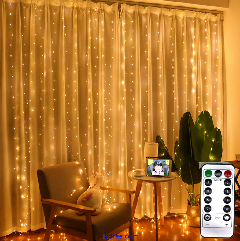 300 LED Curtain Fairy Lights String Indoor/Outdoor Wedding Party Wall Decor 5 