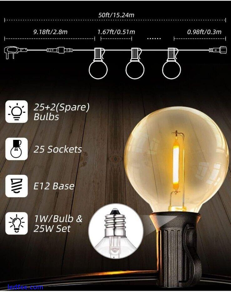 FOCHEA LED String Lights Mains Powered 15M/50FT, G40 Festoon Lights Outdoor  3 