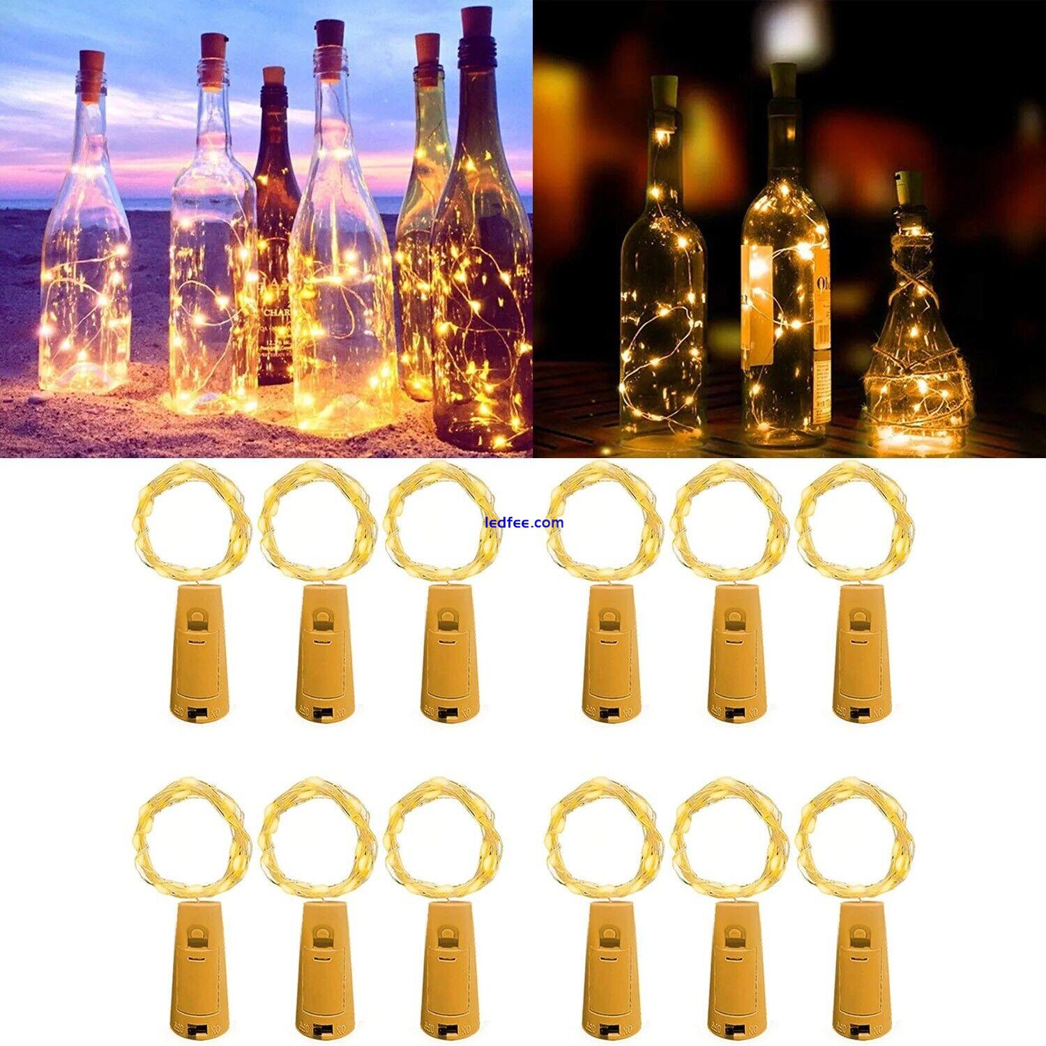 2/10pcs Bottle Stopper Fairy String Lights Wine/Gin Battery Cork Shaped Top UK 0 