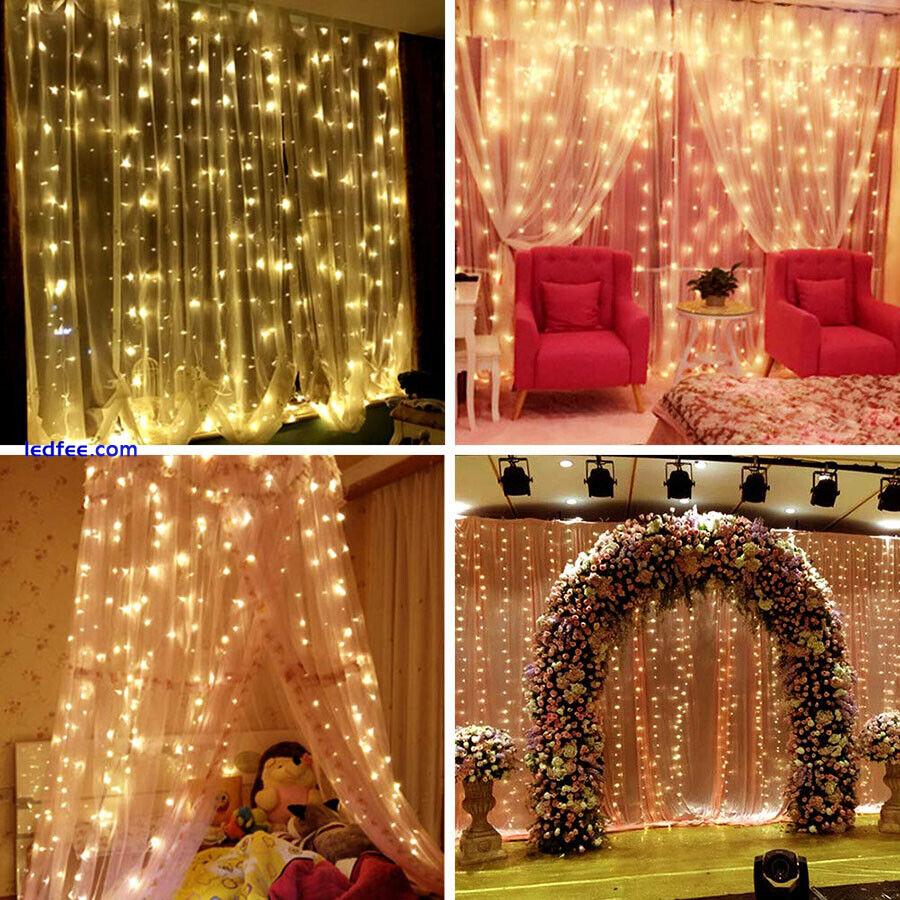 300 LED Curtain Fairy Lights String Indoor/Outdoor Backdrop Eid Mubarak Ramadan 2 