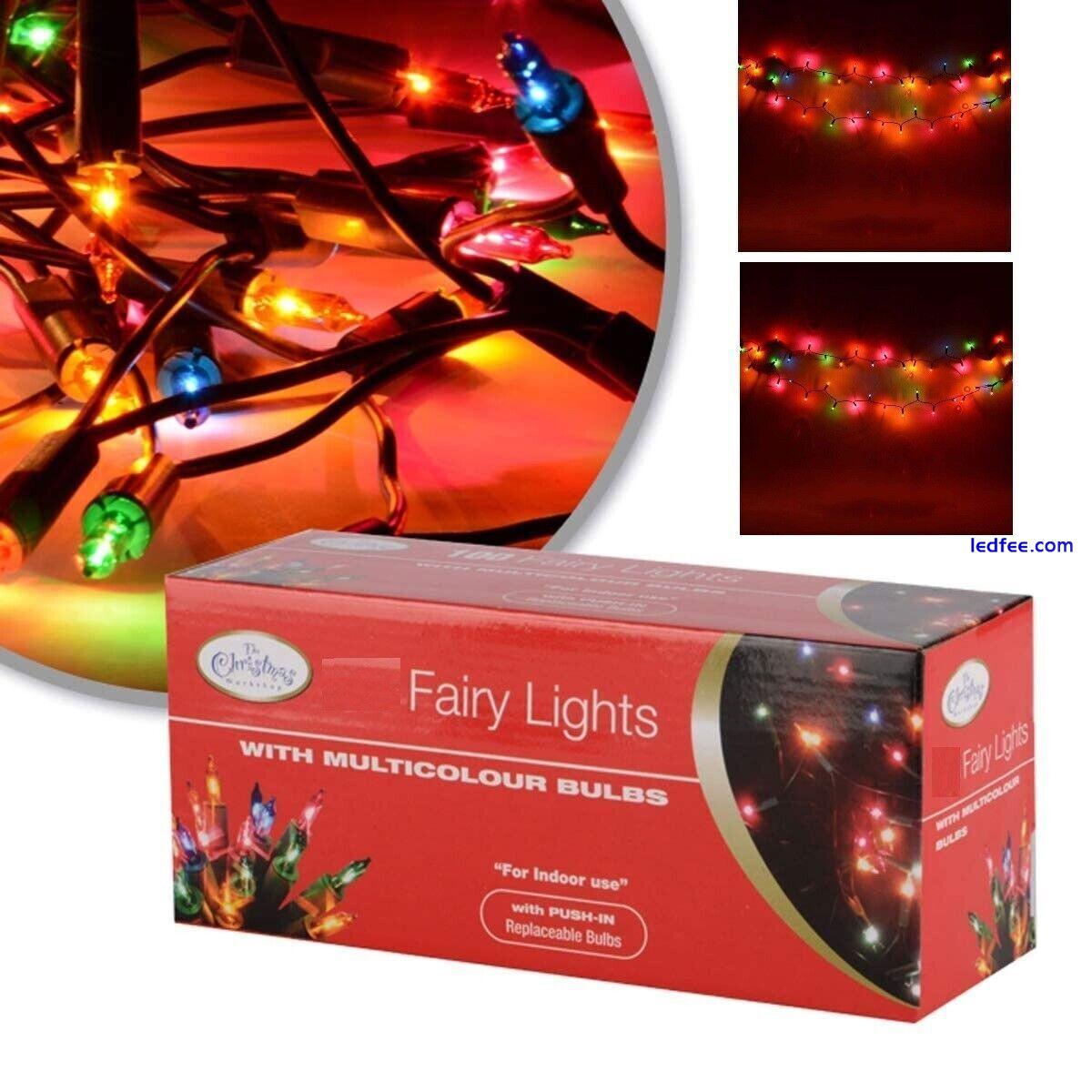CLEAR / MULTI COLOUR XMAS FAIRY LIGHTS BULBS CHRISTMAS DECORATION TREE PARTY  4 
