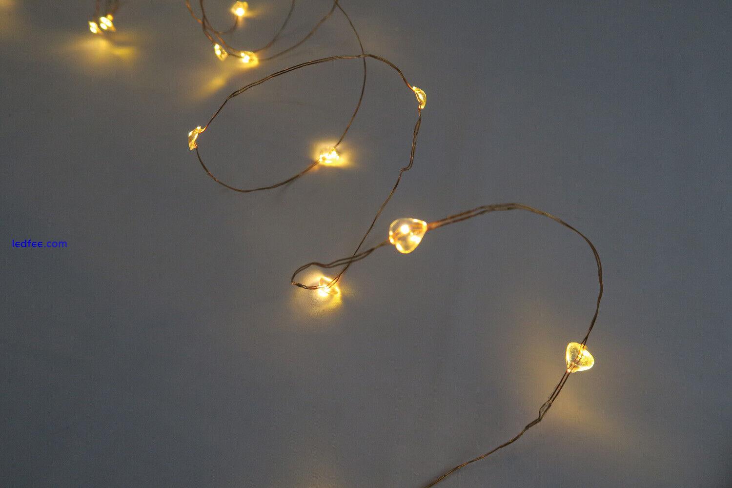 Set 20 LED white love hearts fairy lights Christmas party XMAS Valentines gift 0 