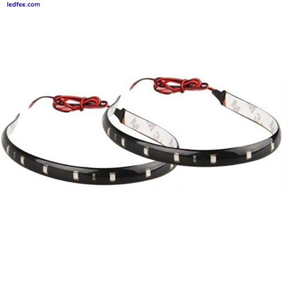 2X 12 LED Flexible Strip White Light 5050 SMD IP65 Waterproof 12V Car Home 30cm 3 