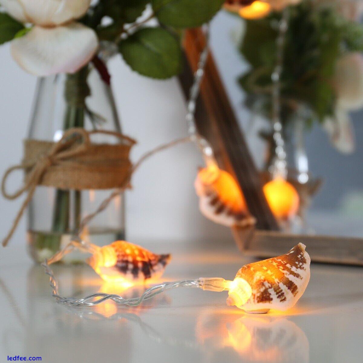 1.5m Battery Real Sea Shell Nautical LED Clear Cable Fairy String Timer Lights 2 