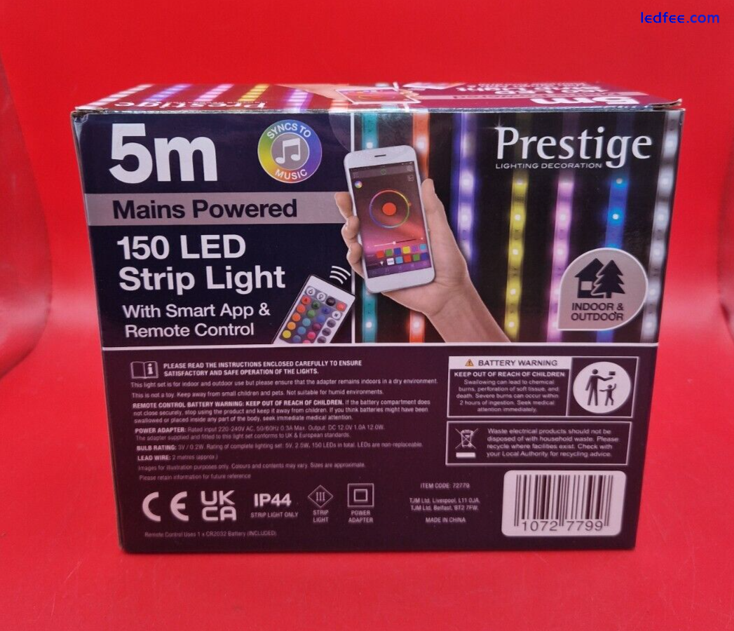 Prestige: Mains Operated RGB LED Flexi Strip Lights - 5m 1 