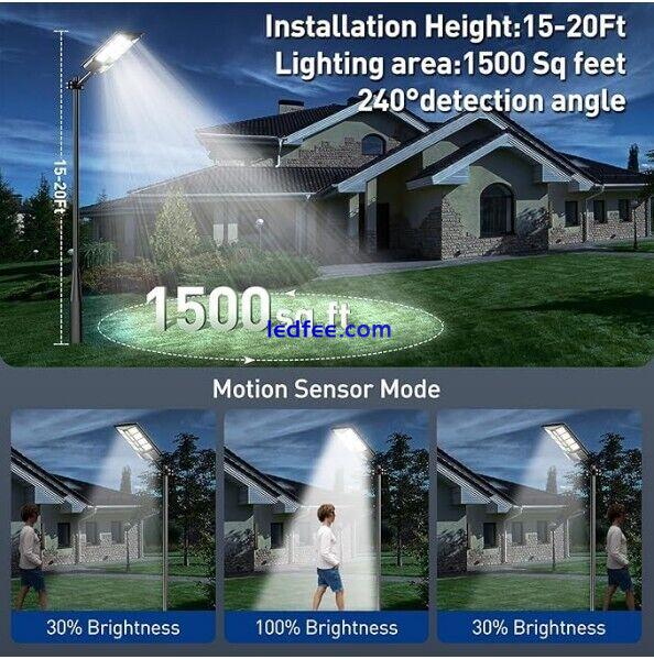 Outdoor Commercial 1200W LED Solar Street Light IP67 Dusk-to-Dawn Road Lamp USA 0 