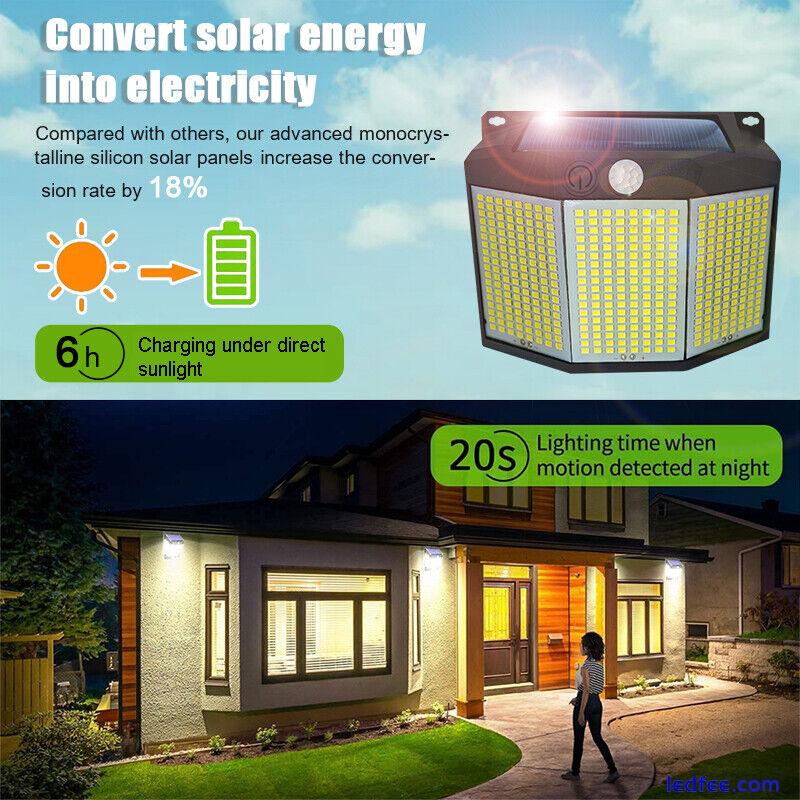 Solar Power PIR Motion Sensor Wall Light LED Outdoor Garden Security Flood Lamp 2 