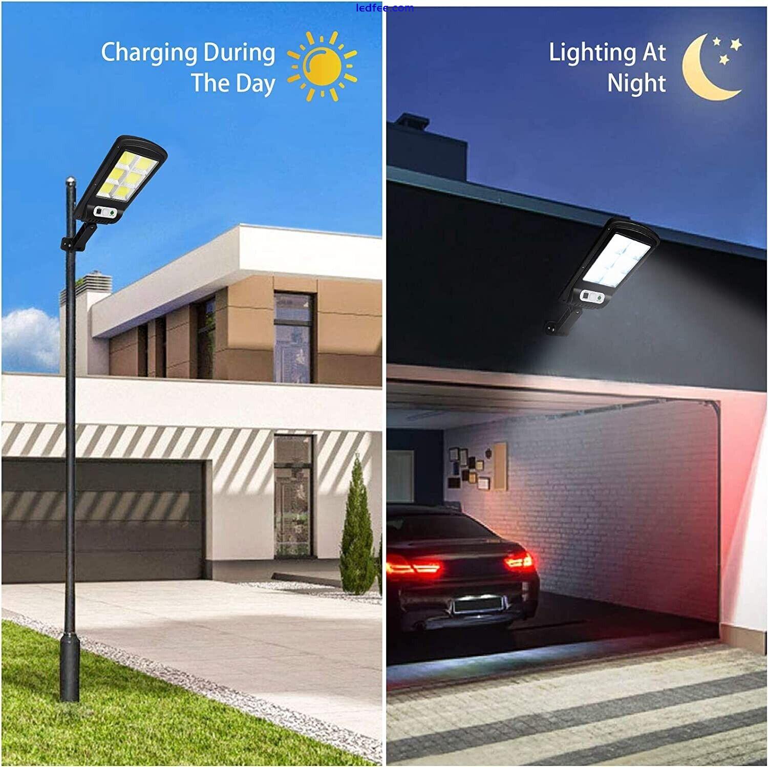 4 Pack 3600W Led Solar Street Lights Outdoor, Ip65 Motion Sensor Solar Security 1 