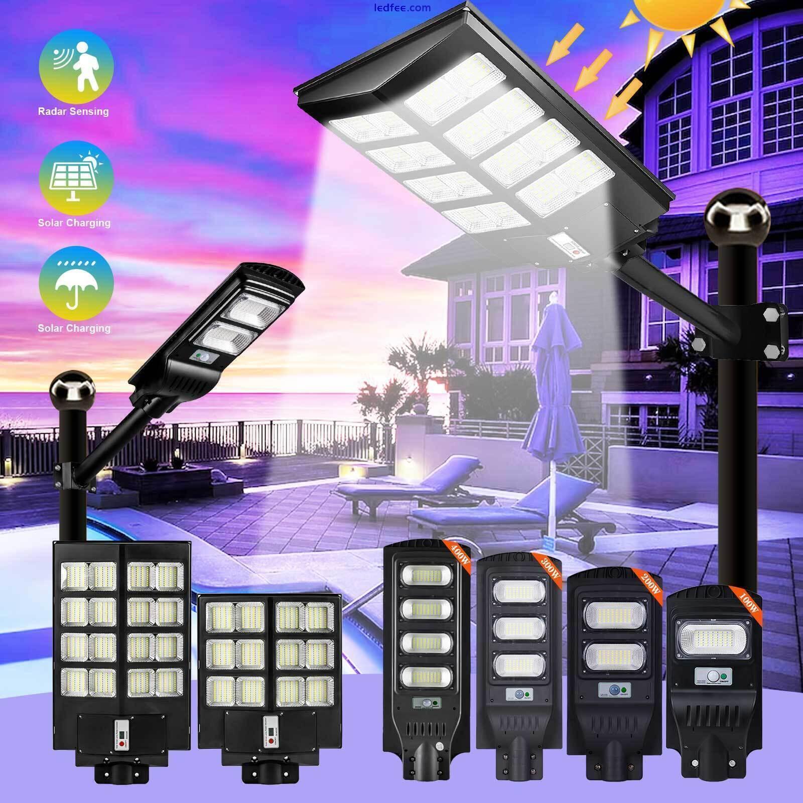 LED Street Light Solar Power with Pole Remote Control sensor Waterproof Garden 1 