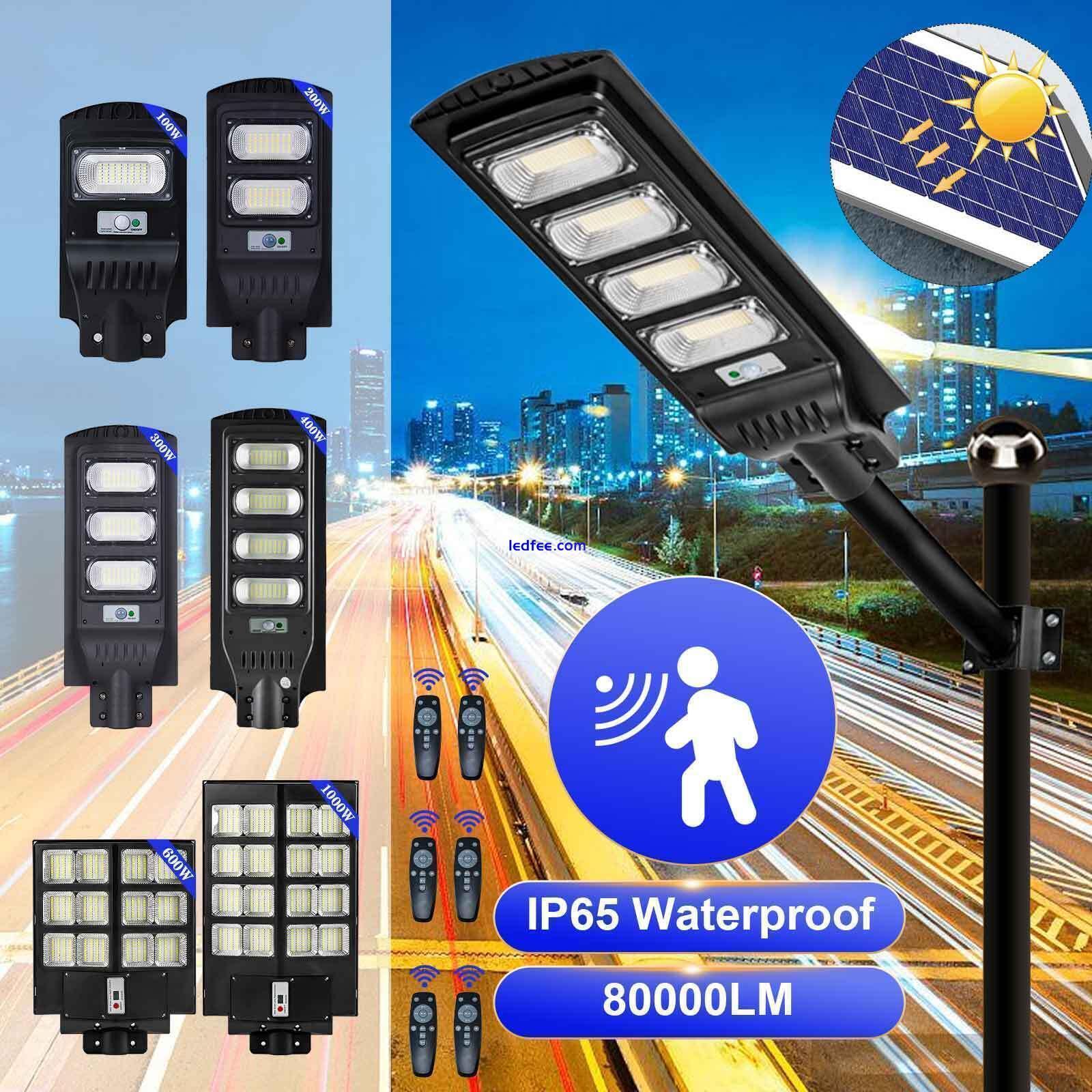 LED Street Light Solar Power with Pole Remote Control sensor Waterproof Garden 0 