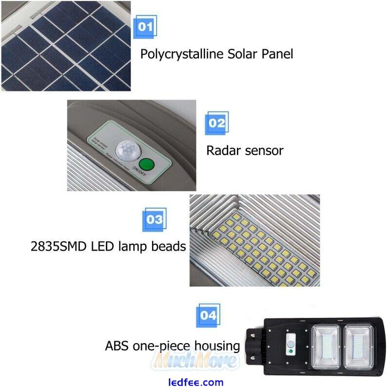 60W Commercial Solar Street Light PIR Radar Motion Sensor LED Pole Lamp+Remote 1 