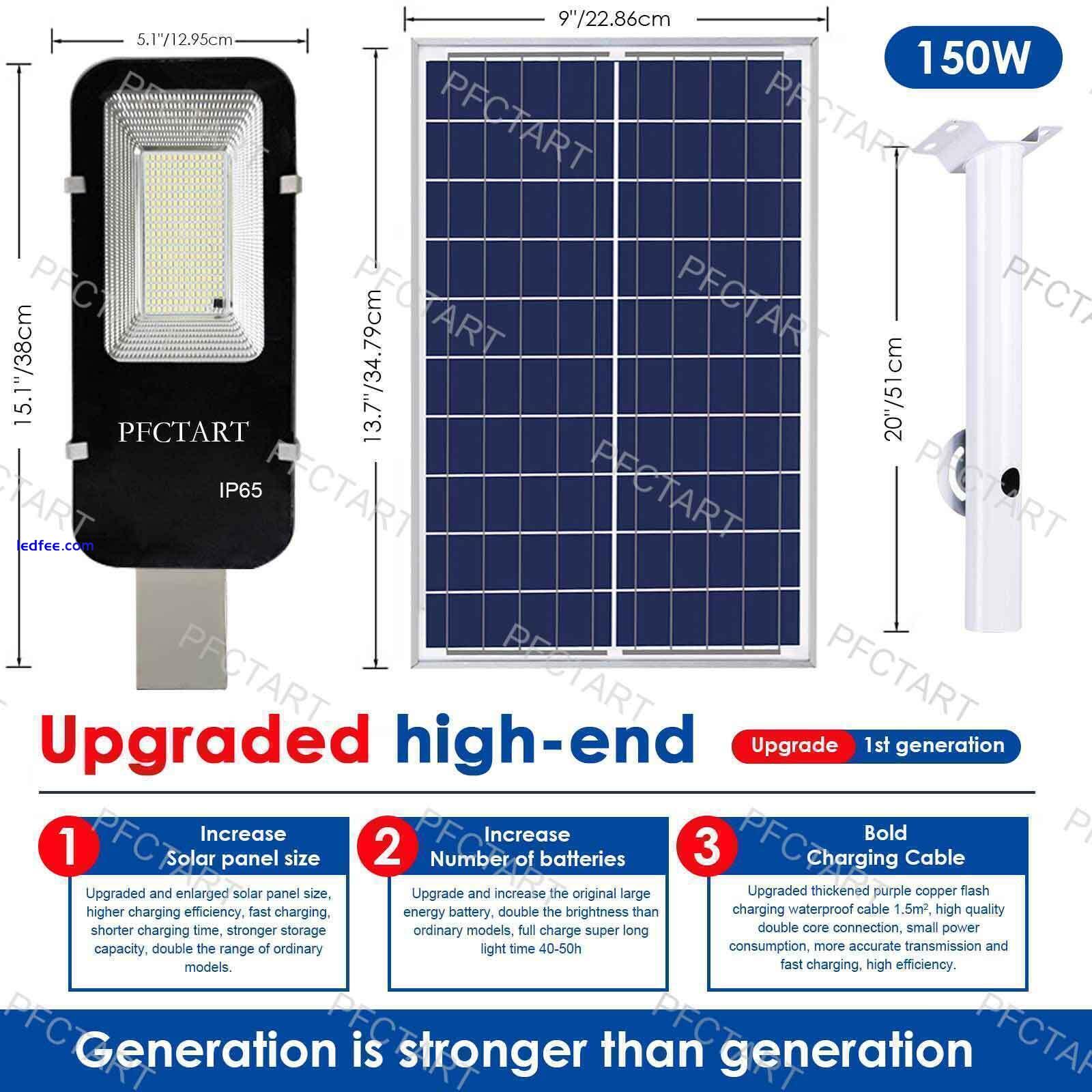 150W 150 Watt Solar Street Light Outdoor Living Lighting Lamp+Pole+Remote Set 0 