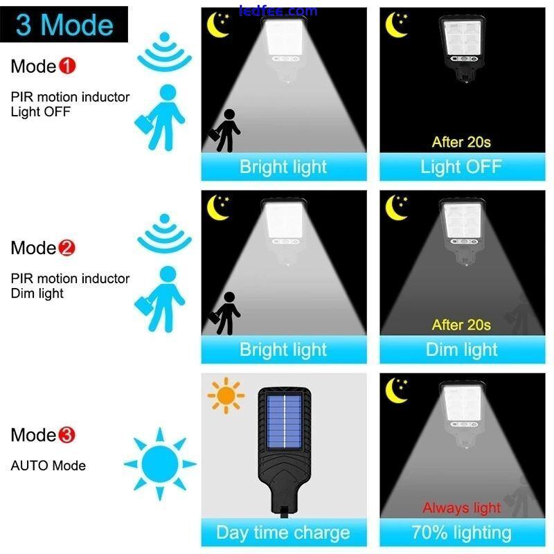 LED Solar Street Light Motion Sensor 3Modes Flood Lamp Outdoor Wall Fence Garden 3 