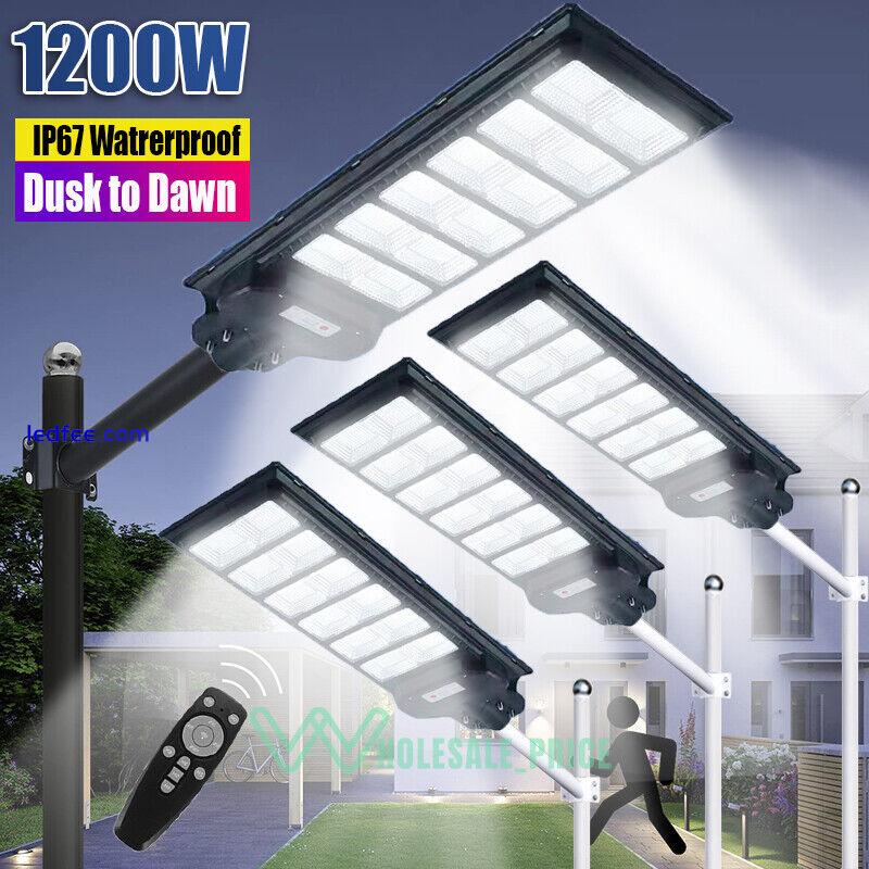 LED Street Light Solar Power with Pole Remote Control Motion Sensor Waterproof  1 