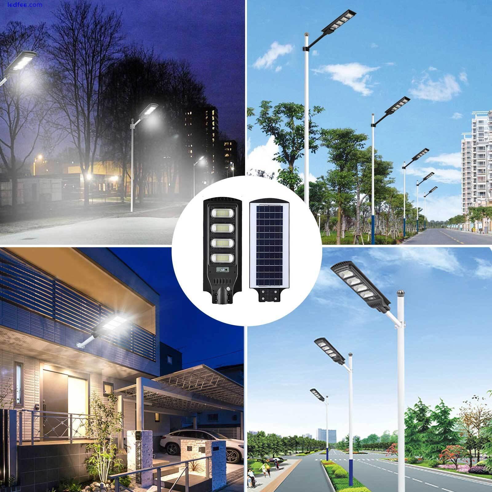 LED Street Light Solar Power with Pole Remote Control sensor Waterproof Garden 5 