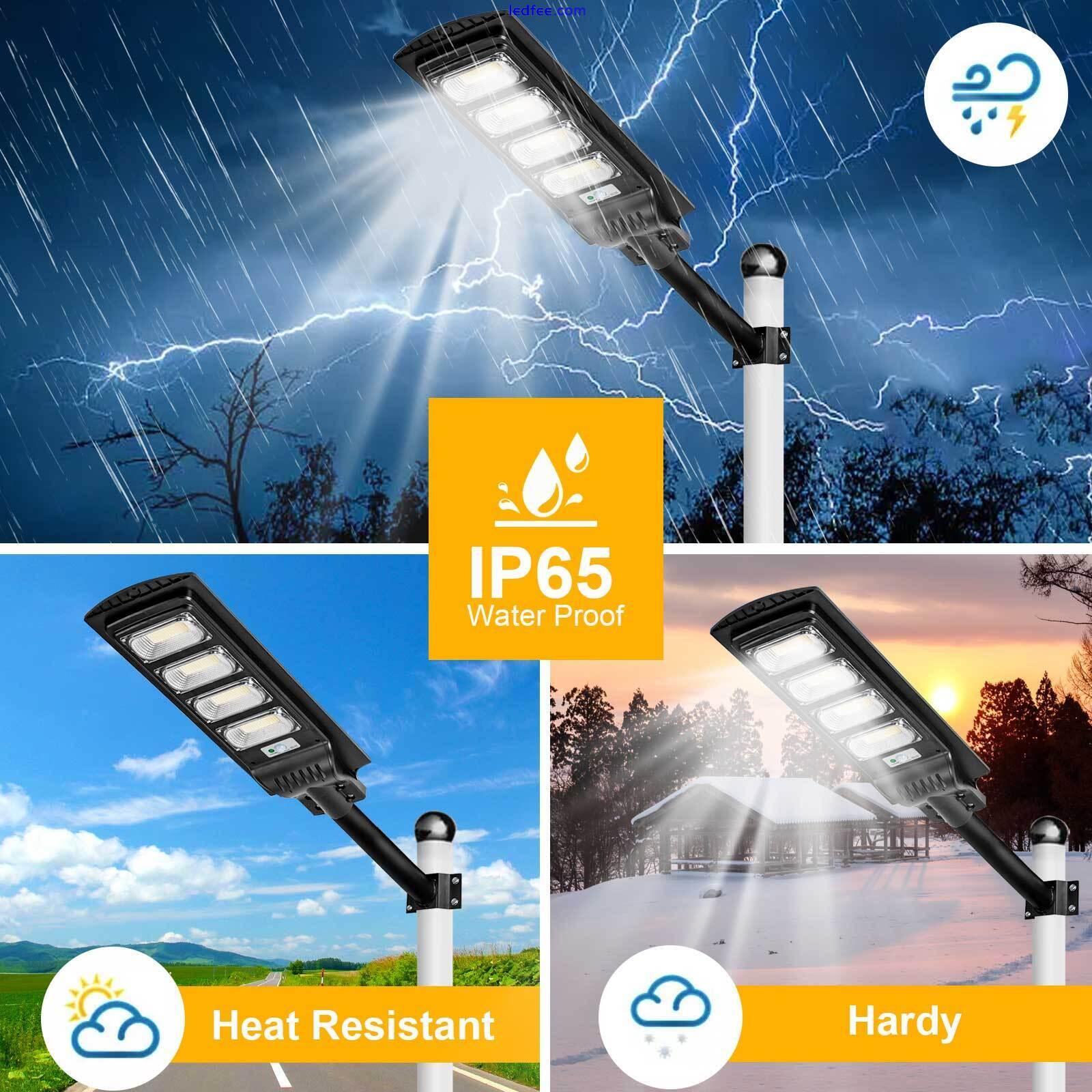 LED Street Light Solar Power with Pole Remote Control sensor Waterproof Garden 2 