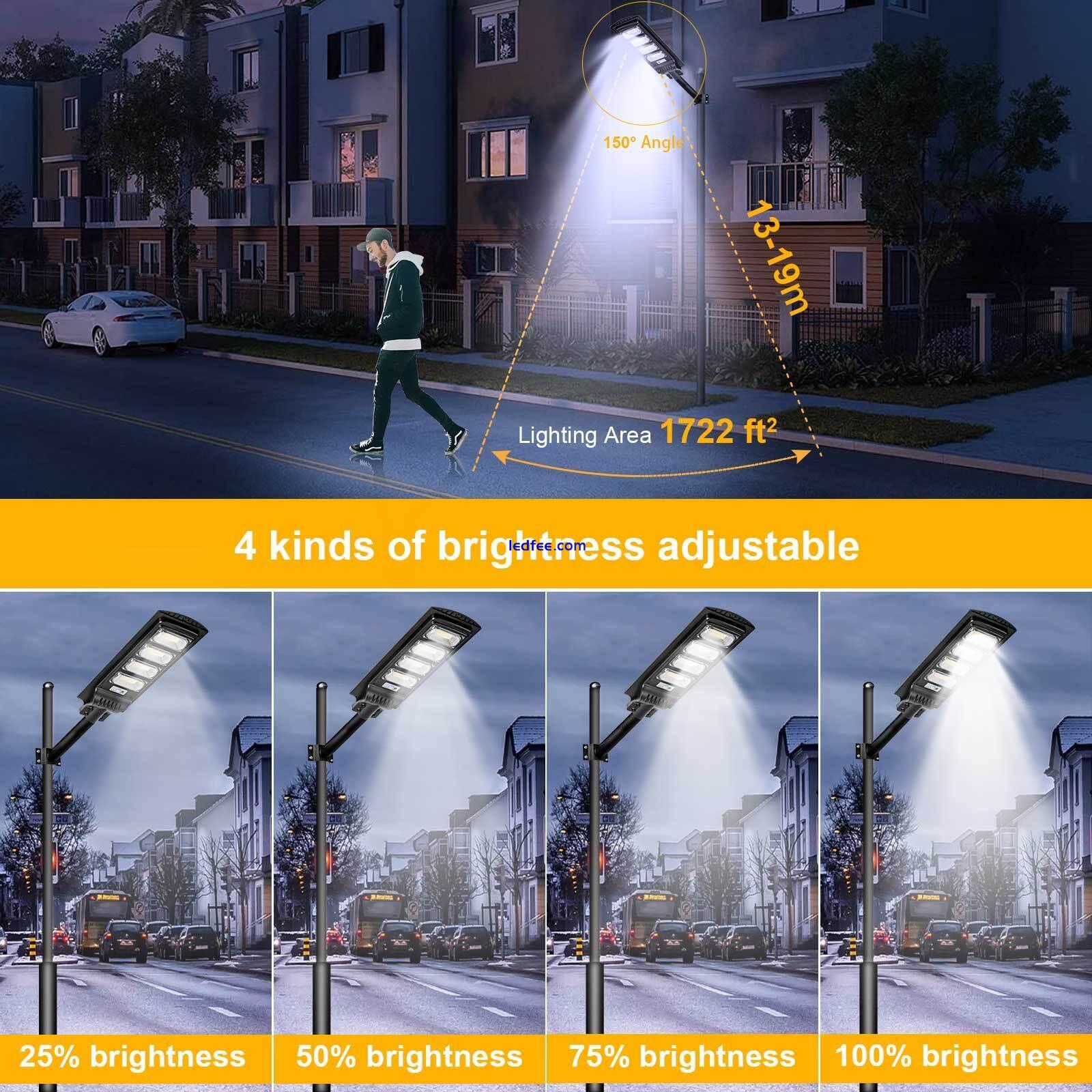 LED Street Light Solar Power with Pole Remote Control sensor Waterproof Garden 4 