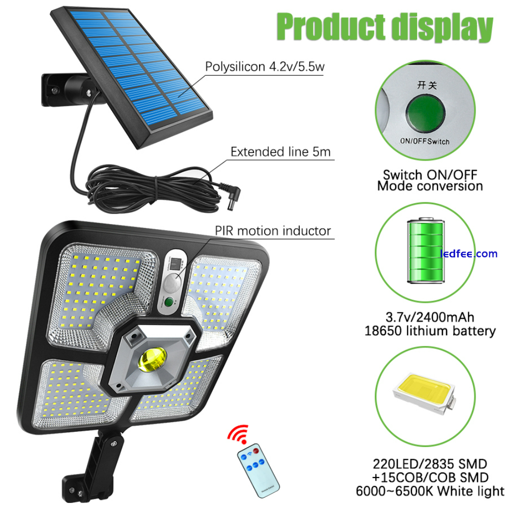 Outdoor Solar LED Street Light Motion Sensor Garden Yard Garage Safety Wall Lamp 2 