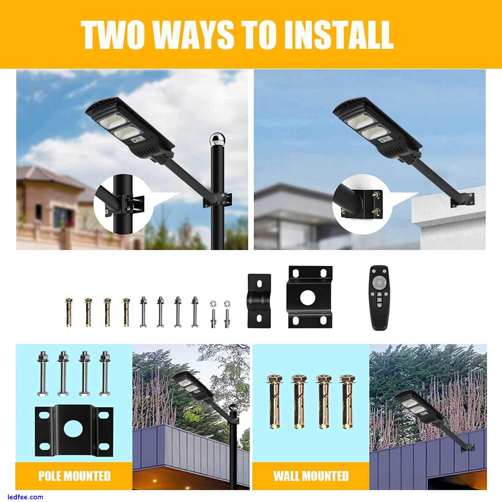 LED Street Light Solar Power Lamp Waterproof with Pole Remote Control Garden US 3 