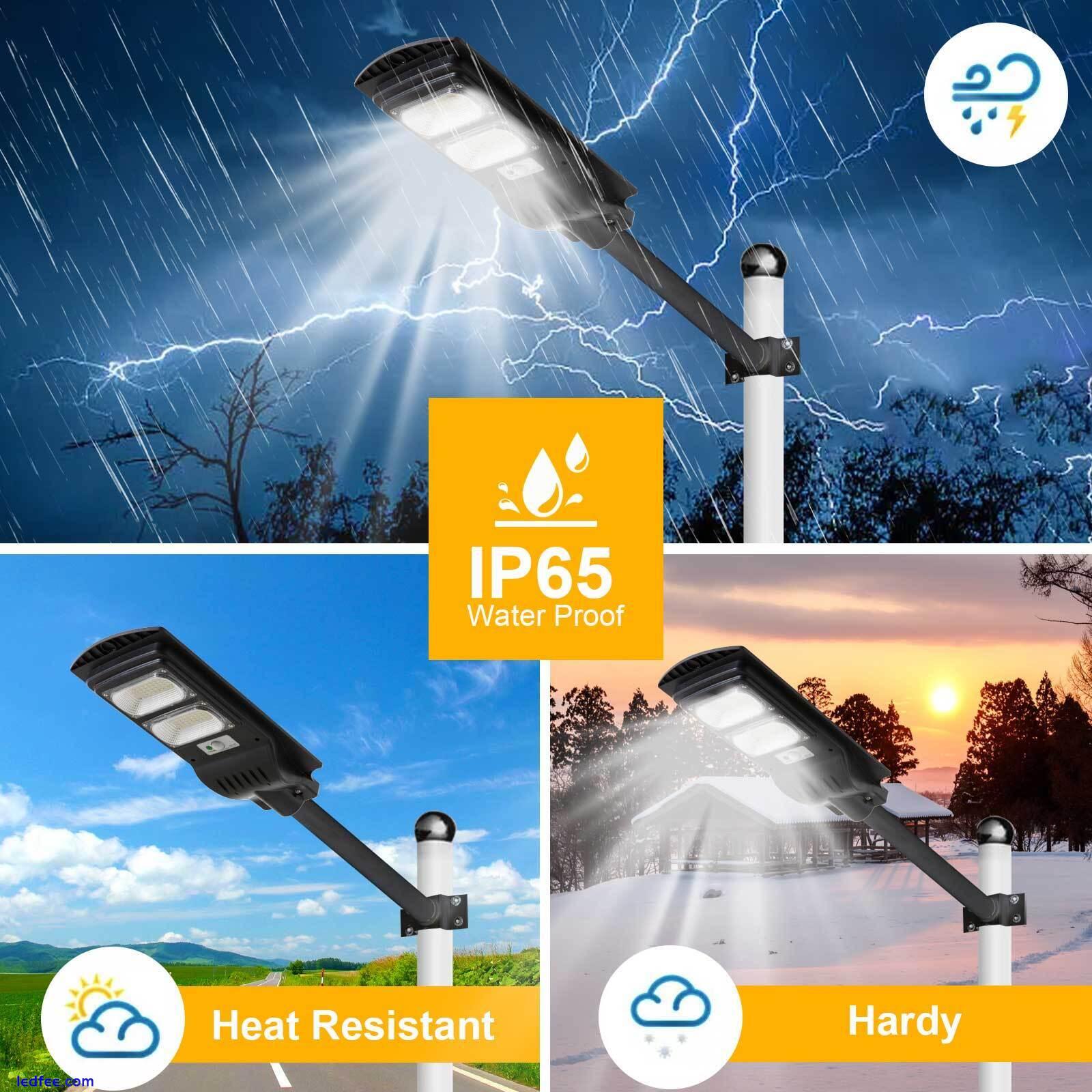 LED Street Light Solar Power Lamp Waterproof with Pole Remote Control Garden US 5 