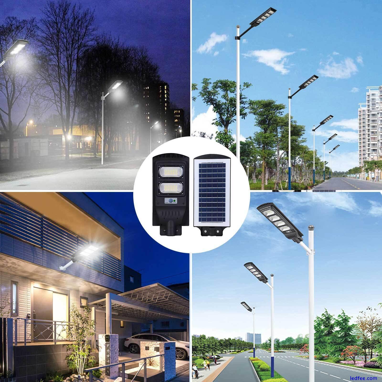 LED Street Light Solar Power Lamp Waterproof with Pole Remote Control Garden US 4 