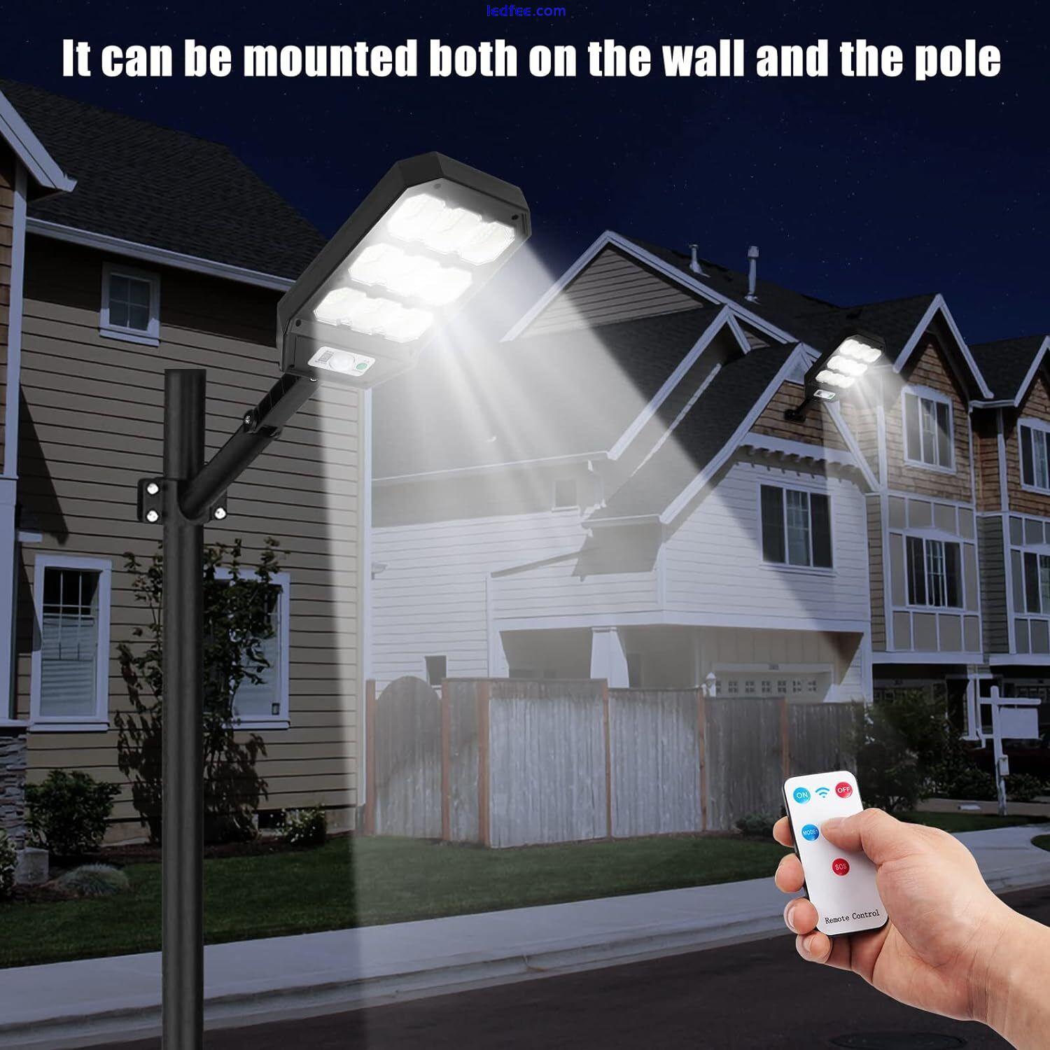 1-4X 4000W LED Solar Wall Street Light PIR Flood Outdoor Garden Waterproof Lamp 4 
