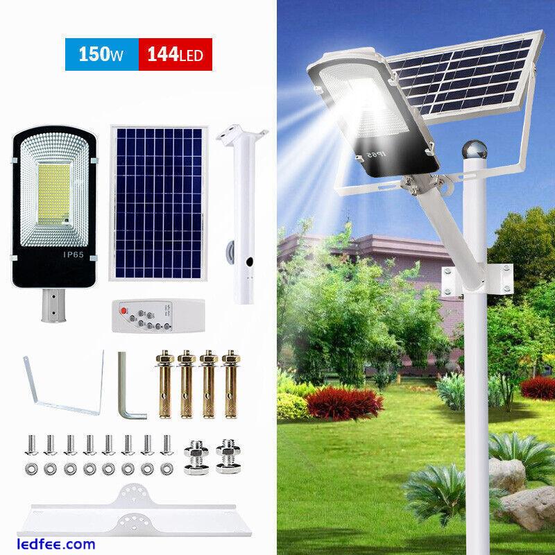 150W Commercial Solar Street Light LED Outdoor IP65 Dusk-to-Dawn Road Lamp +pole 1 