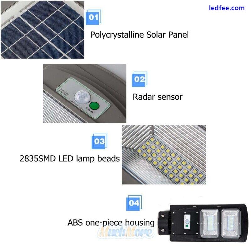 60W Commercial Solar Street Light PIR Radar Motion Sensor LED Pole Lamp+Remote 1 