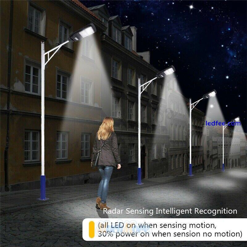 60W Commercial Solar Street Light PIR Radar Motion Sensor LED Pole Lamp+Remote 5 