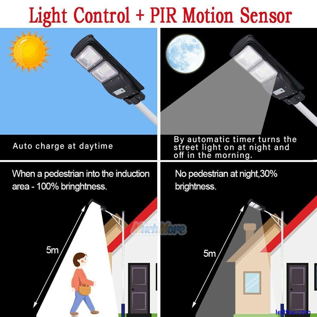 60W Commercial Solar Street Light PIR Radar Motion Sensor LED Pole Lamp+Remote 3 