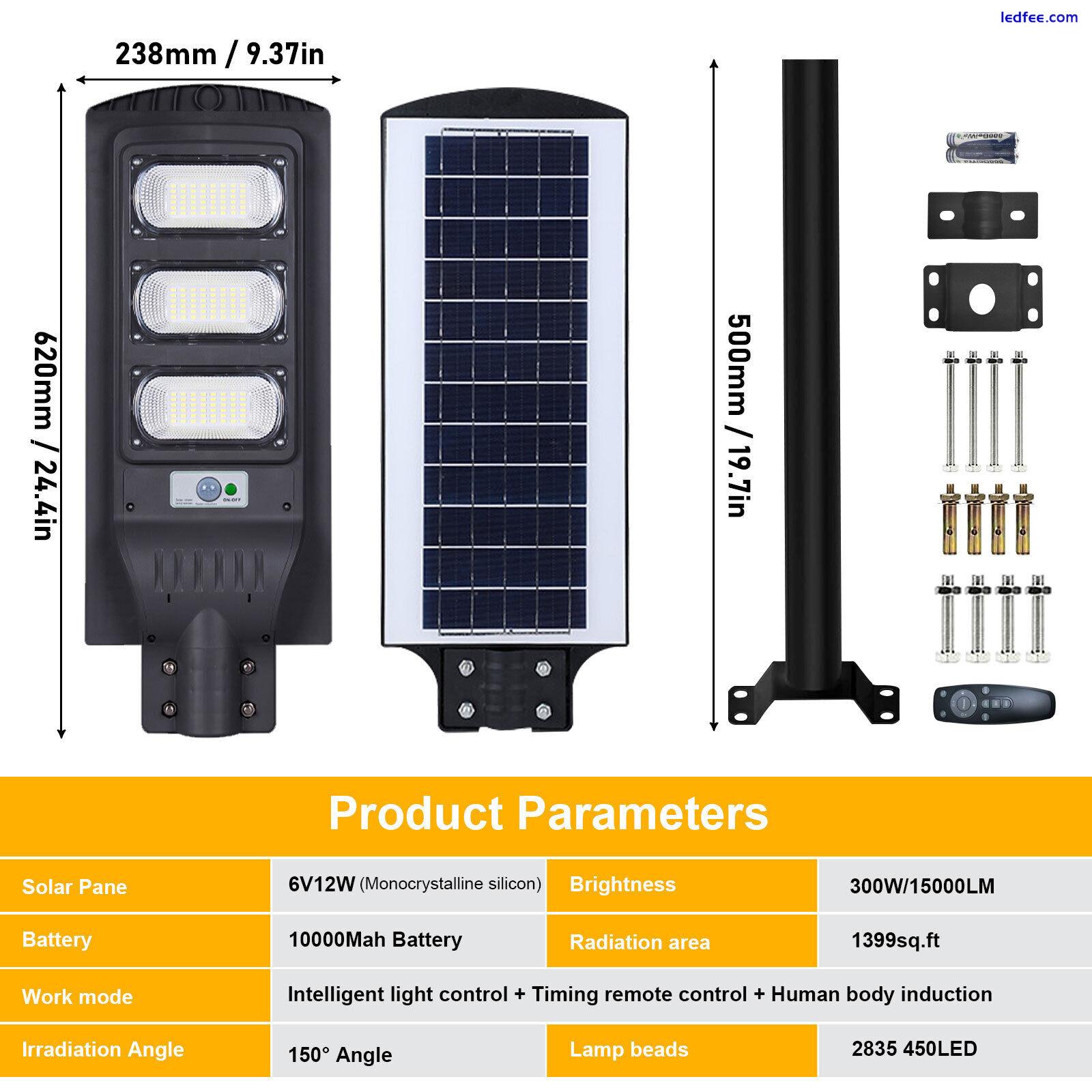 300W LED Solar Street Light 450Pcs LED beads Motion Sensor for Outdoors Garden 0 