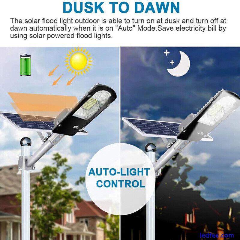Super Bright Waterproof Solar Street Light Dusk to Dawn Road Lamp+Pole+Remote 4 