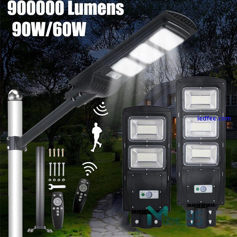 90W Commercial Solar Street LED Lights FloodLight  Outdoor Road Wall Lamp + Pole 2 