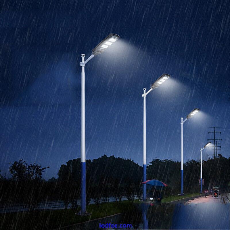 90W Commercial Solar Street LED Lights FloodLight  Outdoor Road Wall Lamp + Pole 5 