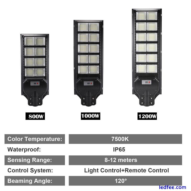 Weathproof 9000000LM 1200W LED Solar Street Light Dust-Dawn Road Lamp+Timer+Pole 5 