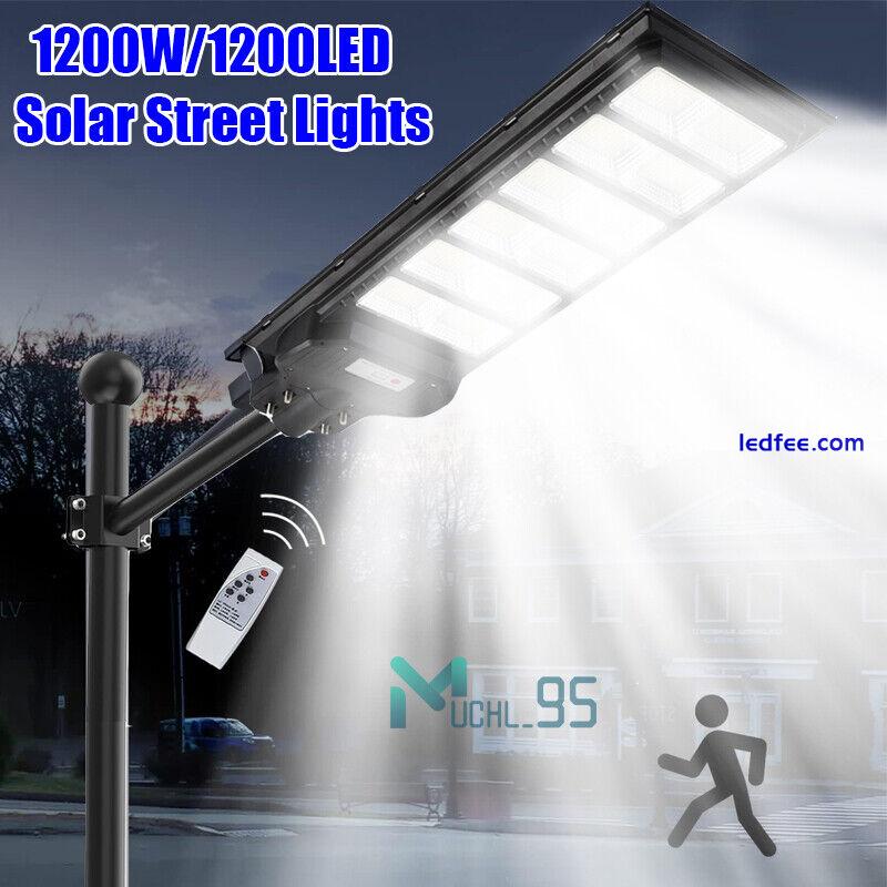 Weathproof 9000000LM 1200W LED Solar Street Light Dust-Dawn Road Lamp+Timer+Pole 2 