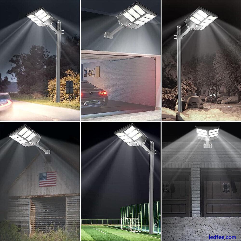1000W Commercial LED Solar Street Flood Light Outdoor Dusk To Dawn Wall Lamp US 4 