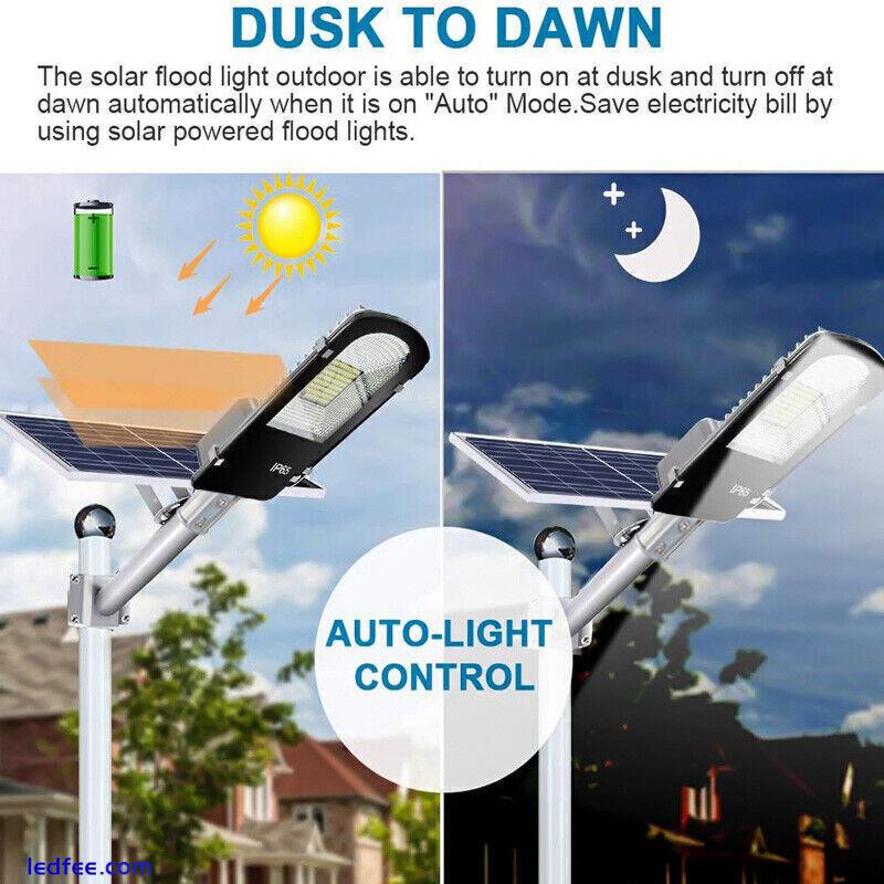 Super Bright Solar Street Light Dusk to Dawn Road Lamp+Pole+Remote Outdoor Lamp 5 