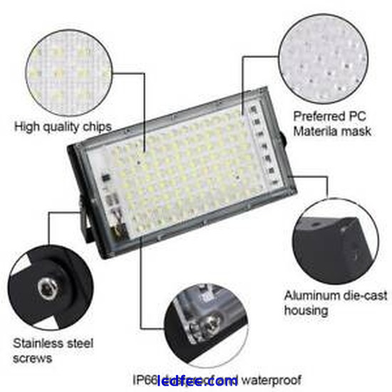 50W LED Security Floodlight Flood Light Garden Lamp Waterproof Street Light 5 