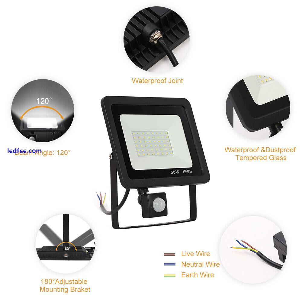 10-100W Outdoor Security Light Flood LED PIR Motion Sensor Slimline Floodlight 5 