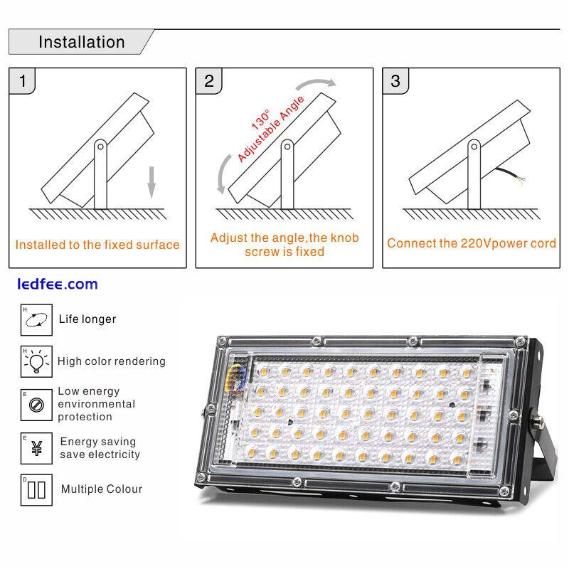 4PCS 50W Led Flood Light Outdoor Security Lamp Garden Yard Spotlight 110V 220V 3 