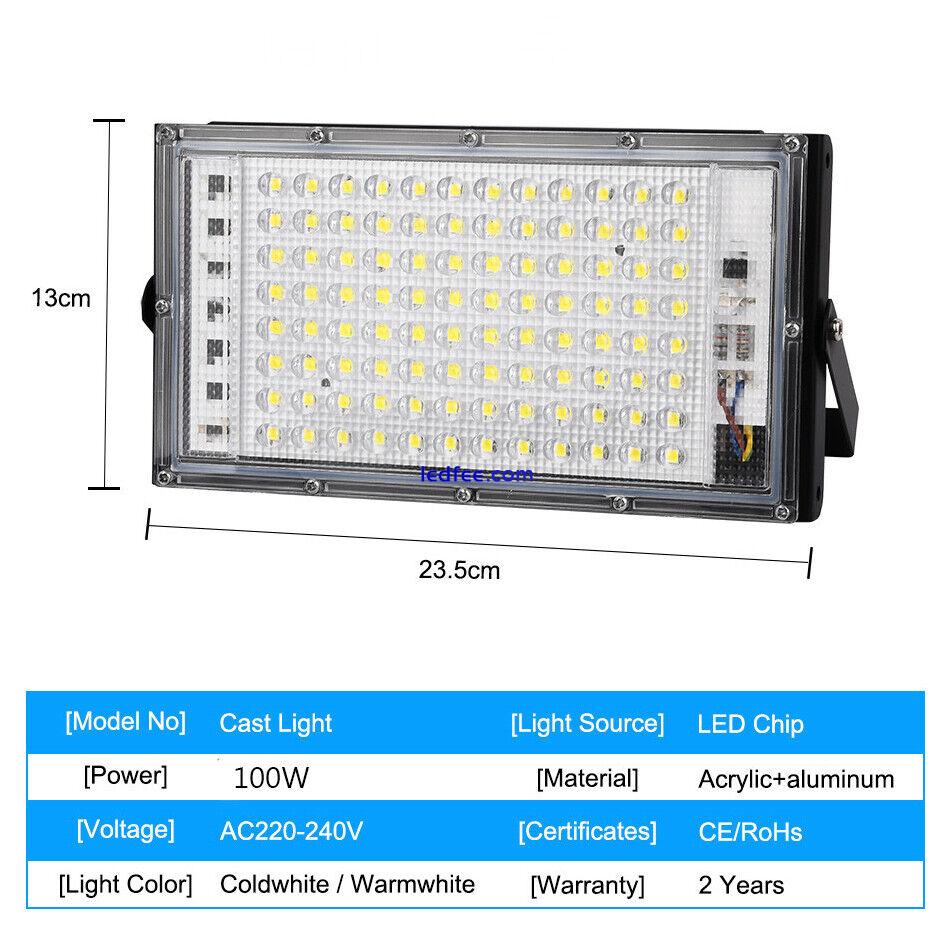 100W LED Flood Light  220V Outdoor IP66 Waterproof  Yard Football Garden Lamp 1 