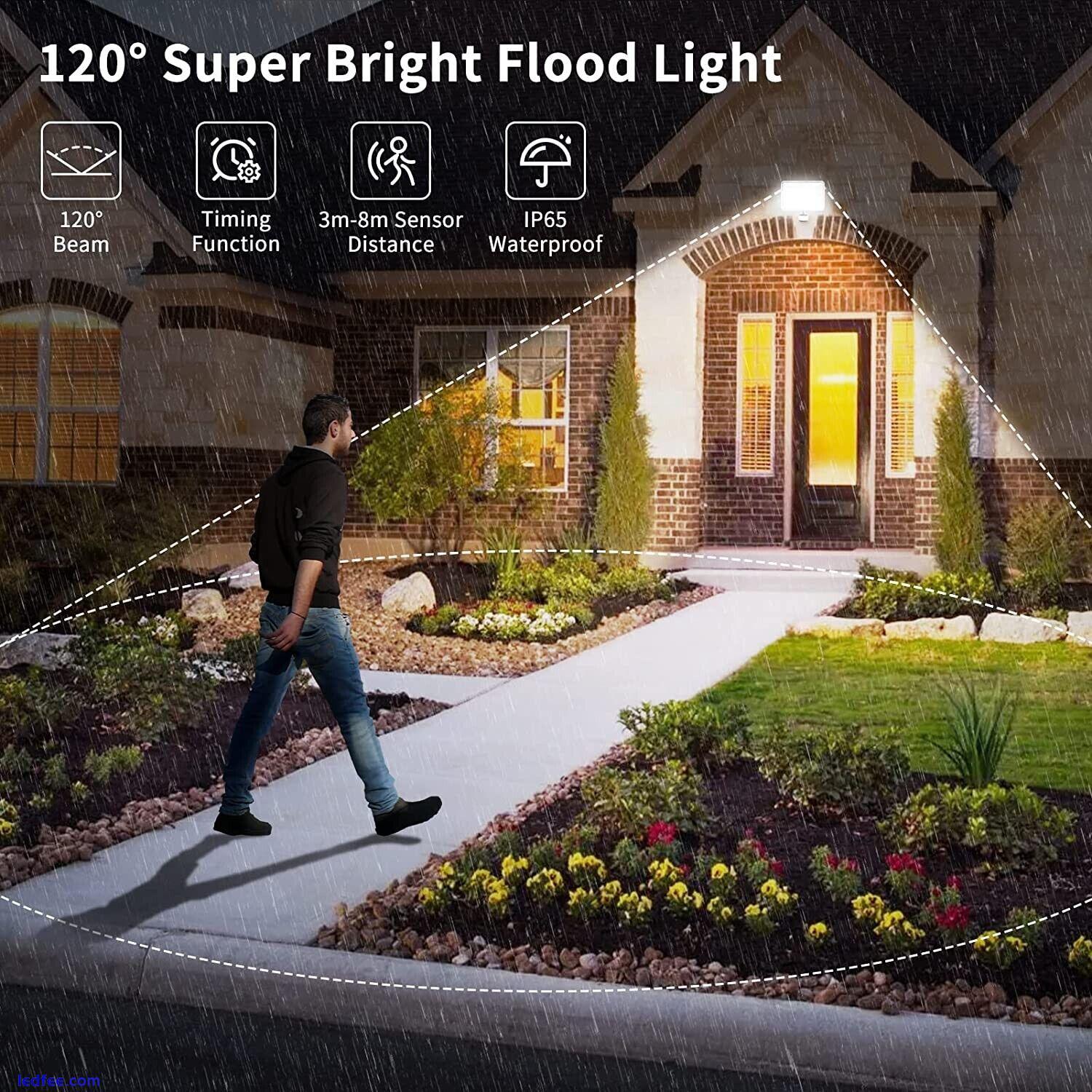 PIR Motion 100W Outdoor LED Floodlights Waterproof Sensor Garden Security Lights 3 