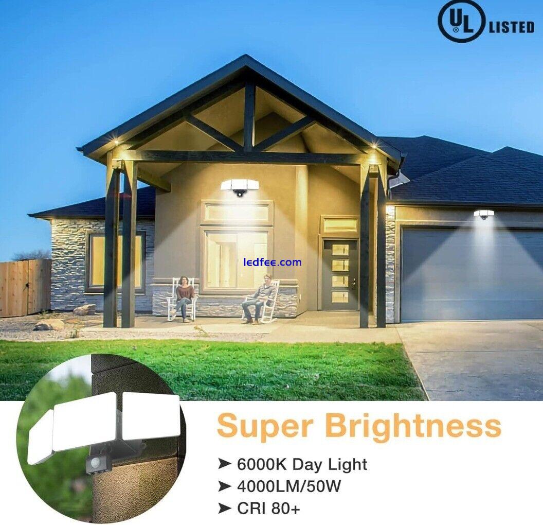 NEW! DLLT 50W Security Lights Motion Outdoor, LED Flood Light Fixture Adjustable 0 