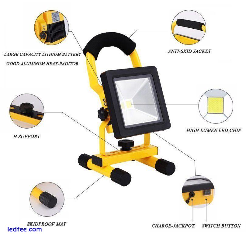  Portable Hi Power 10/20/30/50W LED Work Rechargeable Flood Light White Camping 0 