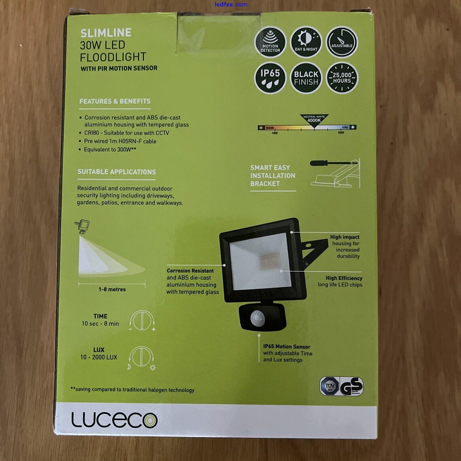 Luceco PIR Black 2400LM IP65 LED Flood Light - 30W (Pack of 1) 0 