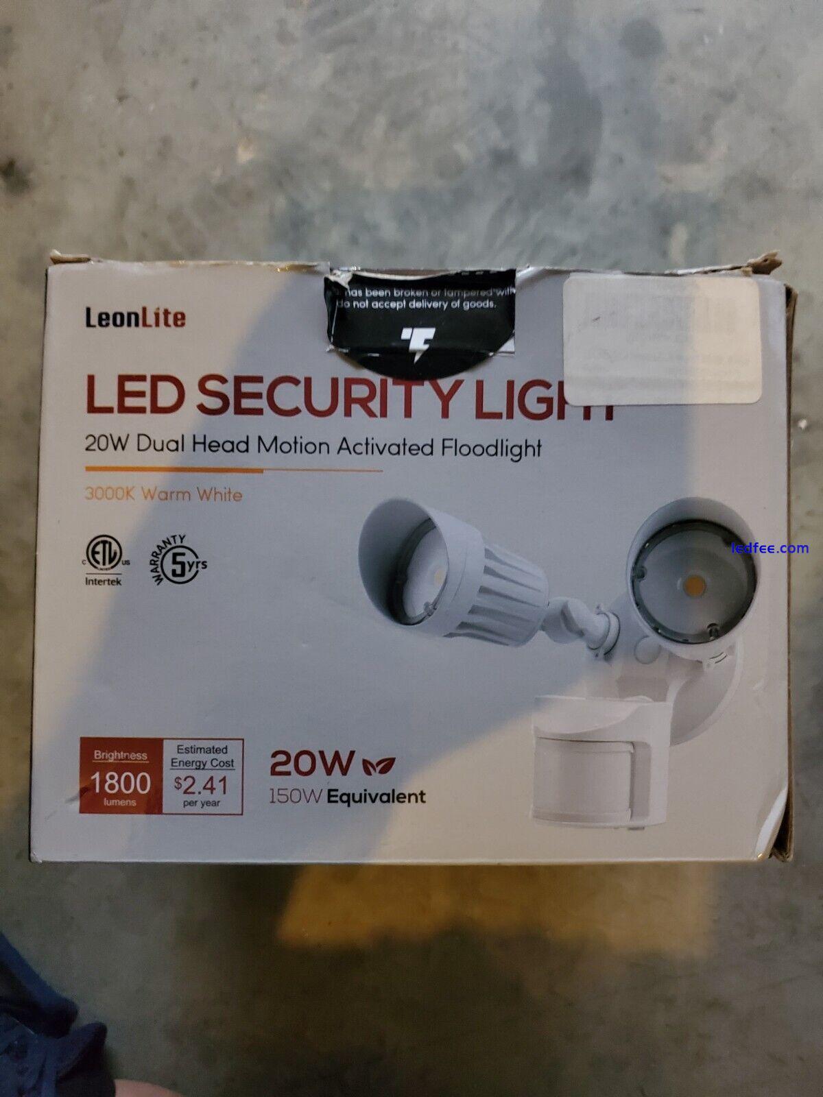 Leonlite LED Security Light 20W Dual Head Motion Activated Floodlight 4 